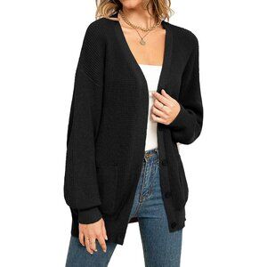 Women’s 100% Cotton Knit Cardigan Sweater – Oversized Fit, Button-Down Open Fron
